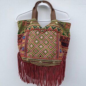 Sam Edelman LAUREN FRINGE HOBO BAG IN WARM MULTICOLOR